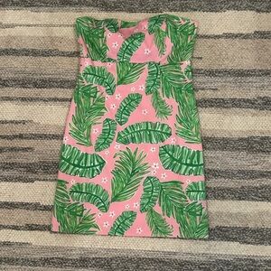 Kaeli Smith Strapless Dress – Size 8 – Green & Pink Leaf Floral Print